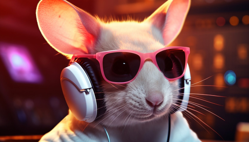 Hip mouse with headphones and sunglasses Hip mouse with headphones and sunglasses, midjourney ai art, ai art, midjourney free prompts