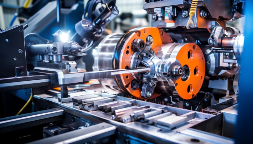 Modern metal workshop with machinery building steel parts Modern metal workshop with machinery building steel parts
