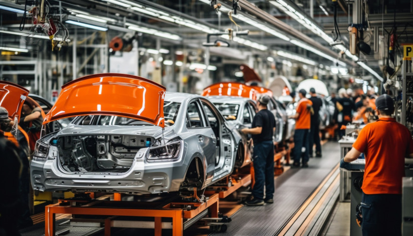 Cars in different stages of production Cars in different stages of production, assembly line car production, assembly line car manufacturing