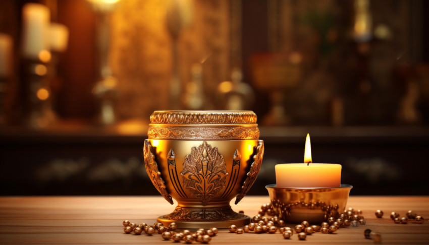 Candlelight on wooden table Candlelight on wooden table, diwali festival stock image, diwali festival ai prompt