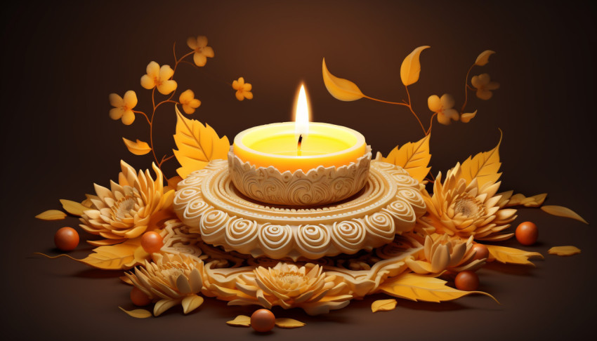 Diya lamp and candles in traditional indian style Diya lamp and candles in traditional indian style, diwali festival stock image, diwali festival ai prompt