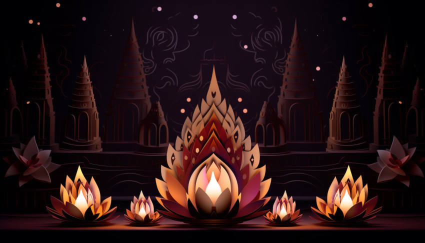 Indian temples and diyas Indian temples and diyas, diwali festival stock image, diwali festival ai prompt