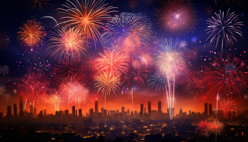 A bunch of fireworks are bursting into the sky A bunch of fireworks are bursting into the sky, diwali festival stock image, diwali festival ai prompt
