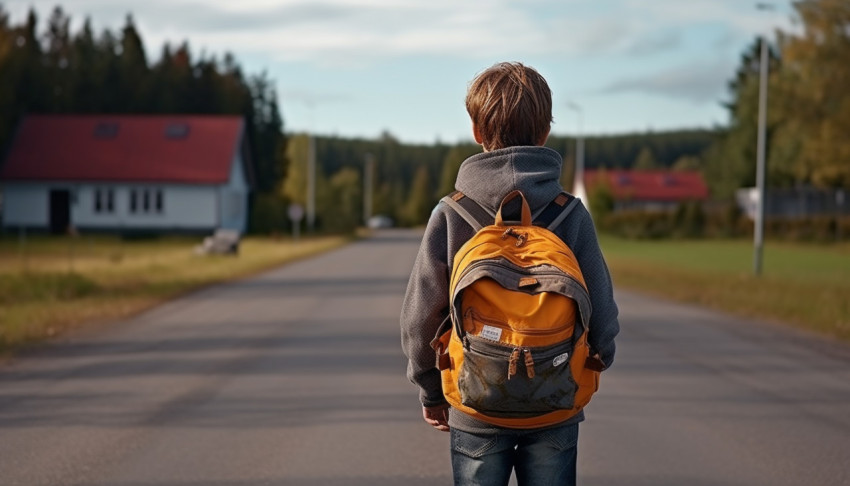 Happy boy on his way to school Happy boy on his way to school, back to school stock images ai, back to school ai prompts