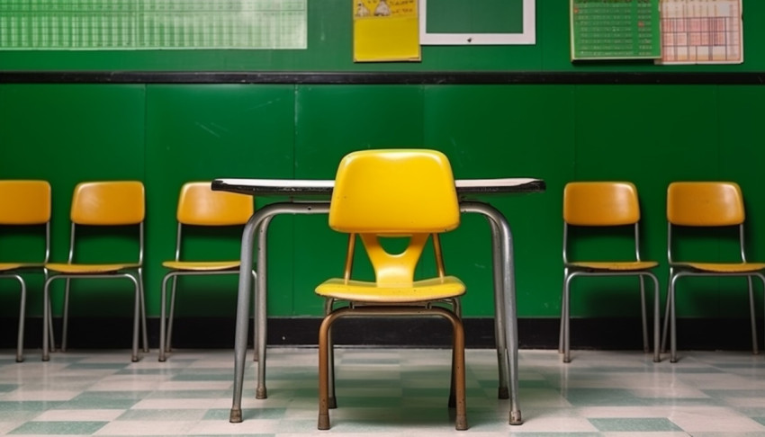 empty interior of classic school classrooms empty interior of classic school classrooms