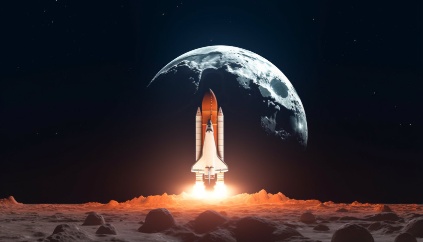 a space shuttle launches against the full moon a space shuttle launches against the full moon