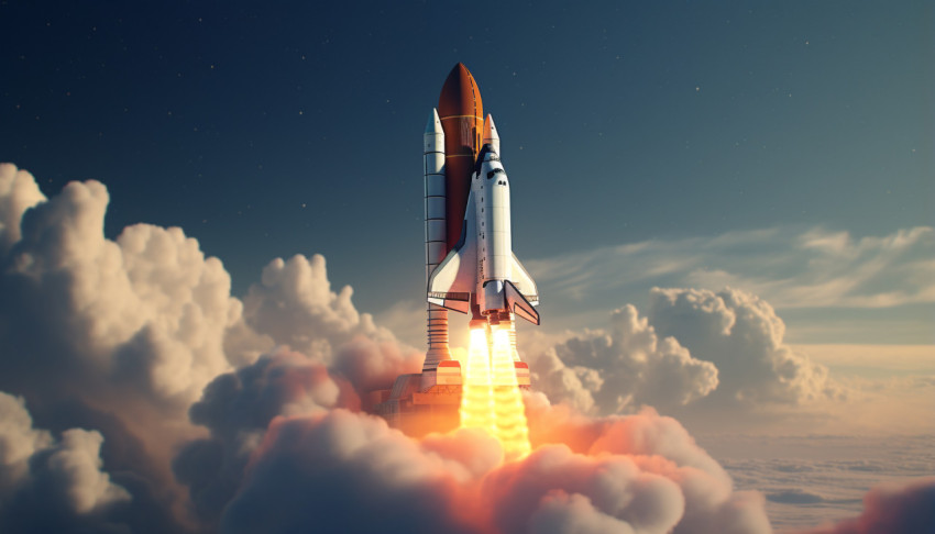 a space shuttle is taken into space with the moon a space shuttle is taken into space with the moon