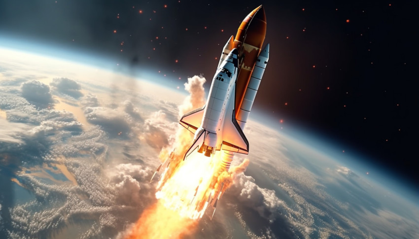 Space shuttle landing back on Earth Space shuttle landing back on Earth