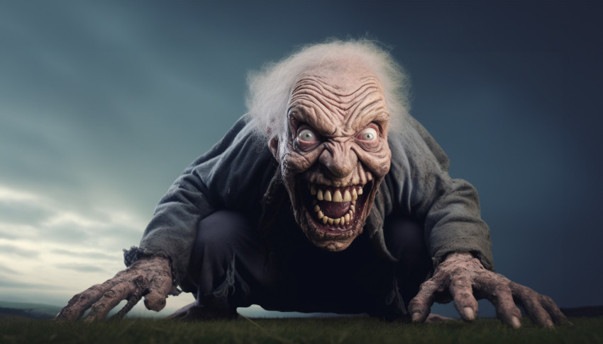 Old woman in black cloak Old woman in black cloak