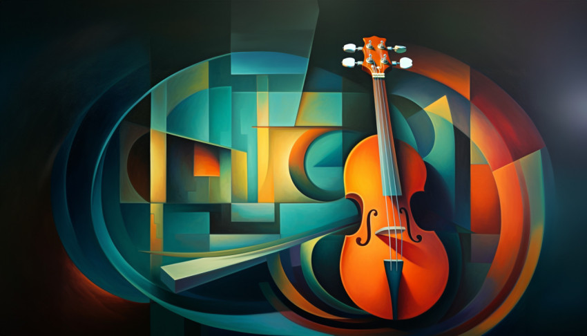 artistic cello in frame with contrasting colors artistic cello in frame with contrasting colors