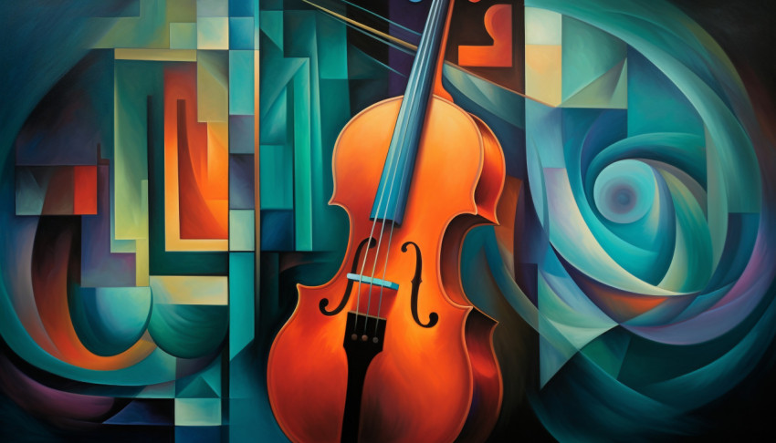 Artistic cello with vibrant colors Artistic cello with vibrant colors, digital collage art