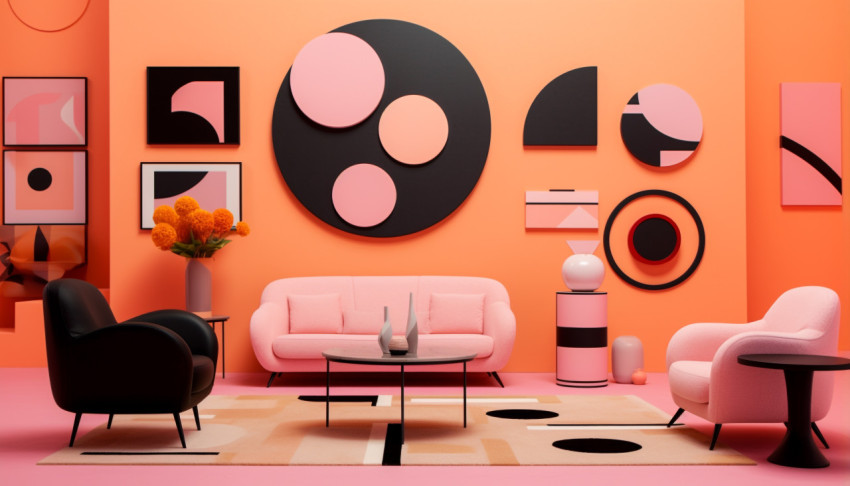 pink walls with colorful accents and pink furniture pink walls with colorful accents and pink furniture
