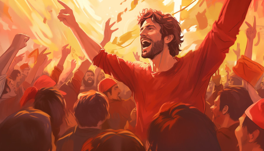 an illustration showing people protesting against