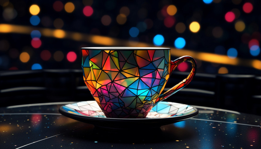 a 3d rendering of a futuristic cup on a dark table a 3d rendering of a futuristic cup on a dark table