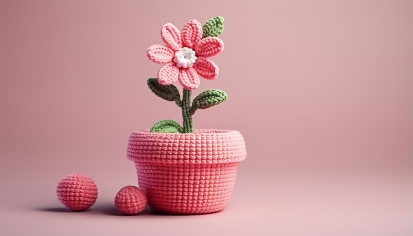 Crochet Flower Arrangement in Pink Pot Crochet Flower Arrangement in Pink Pot