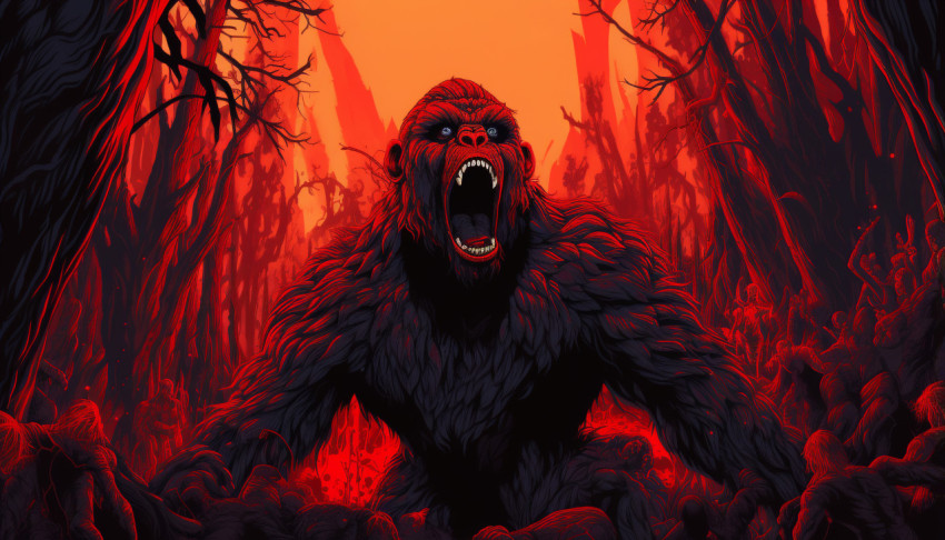 King Kong Movie Artwork with Giant Gorilla King Kong Movie Artwork with Giant Gorilla