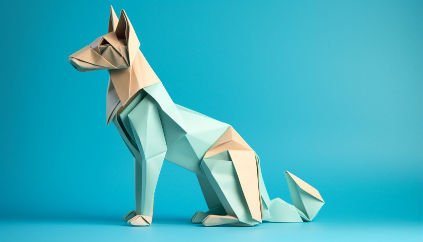 Origami fox on blue background Origami fox on blue background