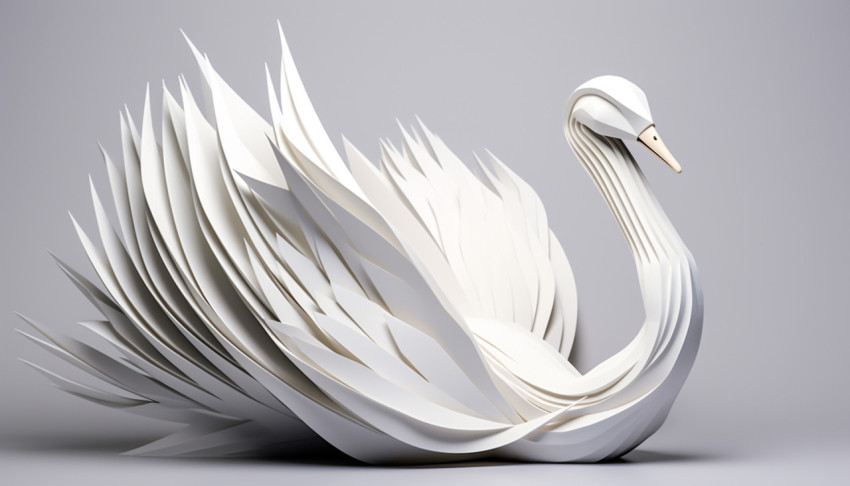 Paper swan origami model Paper swan origami model