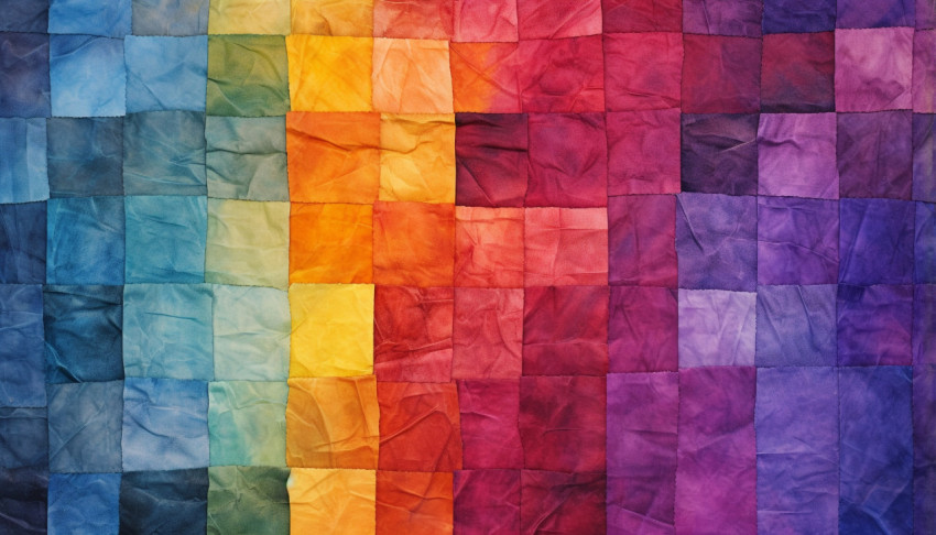 Multi colored quilt with squares Multi colored quilt with squares