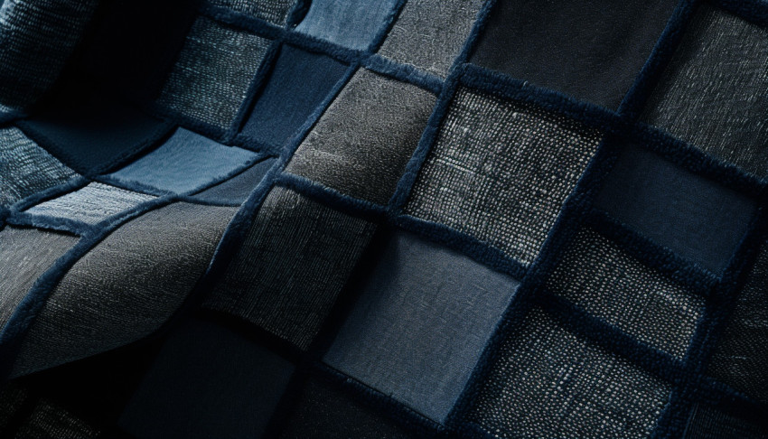 An image of fabric with squares made of denim An image of fabric with squares made of denim