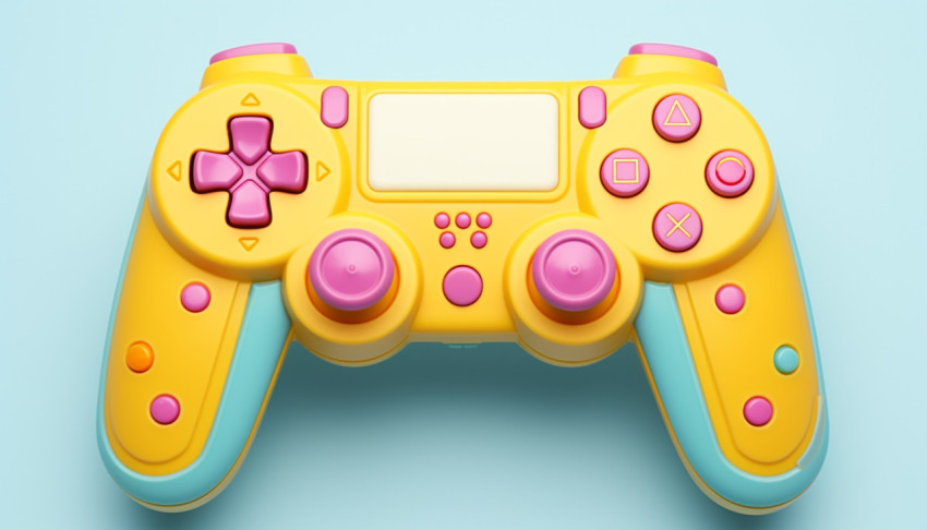 Yellow and pink video game controller Yellow and pink video game controller