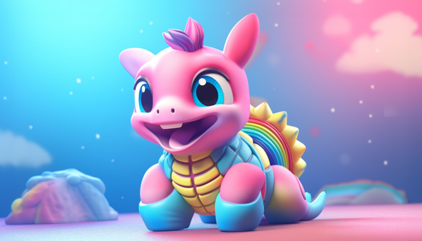 Rainbow Over Smiling Toy Turtle Rainbow Over Smiling Toy Turtle