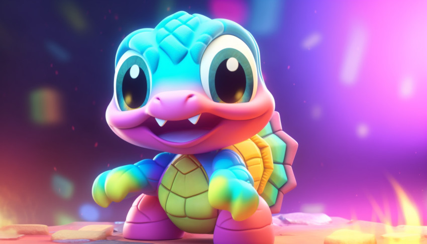 Cartoon Toy Turtle Under Rainbow Cartoon Toy Turtle Under Rainbow