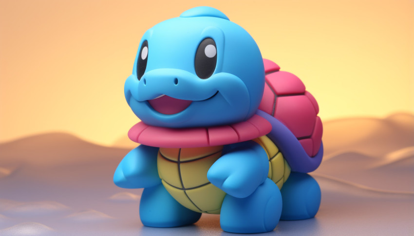 A small blue toy turtle with a rainbow rainbow on its front A small blue toy turtle with a rainbow rainbow on its front