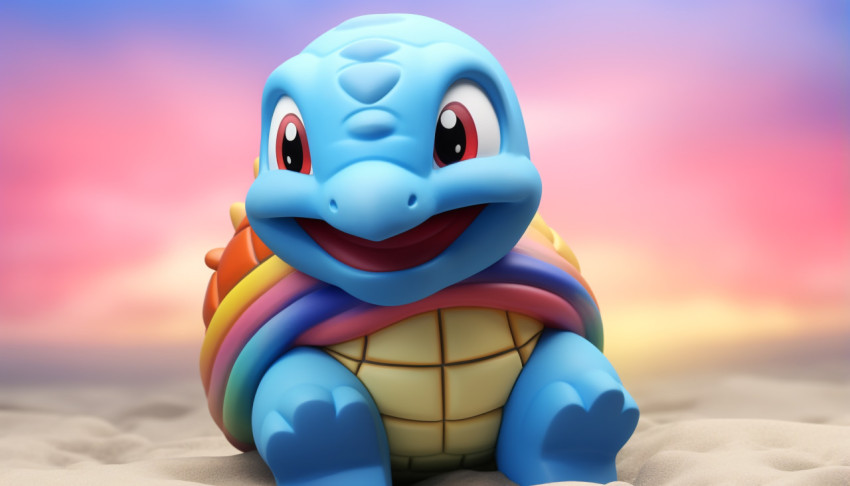 Small blue turtle with rainbow design Small blue turtle with rainbow design