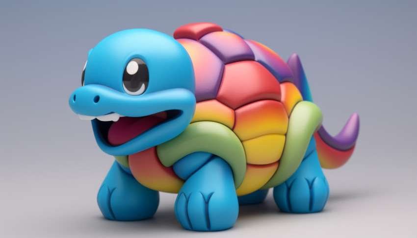 Blue toy turtle with rainbow shell Blue toy turtle with rainbow shell