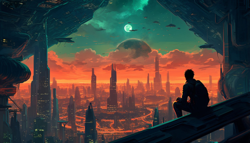 Space station orbiting a planet Space station orbiting a planet