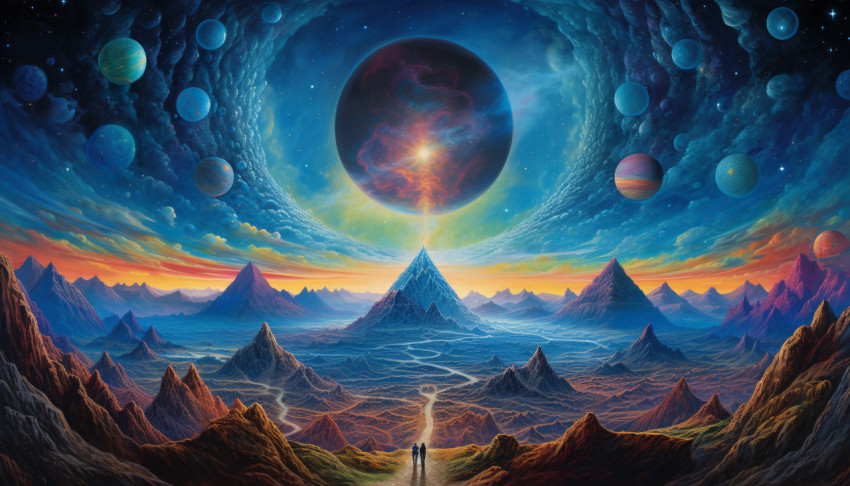 Painting of a Cosmic Mountain Range