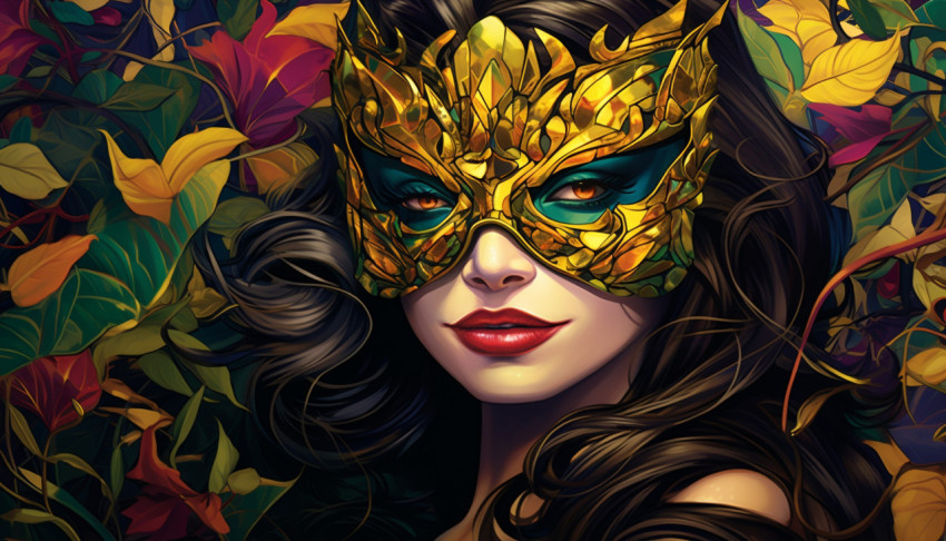 Lady with colorful carnival mask Lady with colorful carnival mask