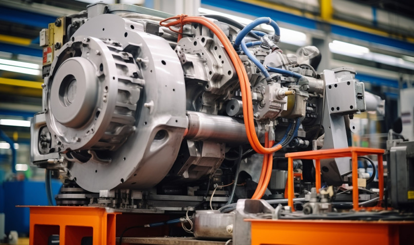 Steel parts manufacturing in modern metal workshop Steel parts manufacturing in modern metal workshop, assembly line car production, assembly line car manufacturing