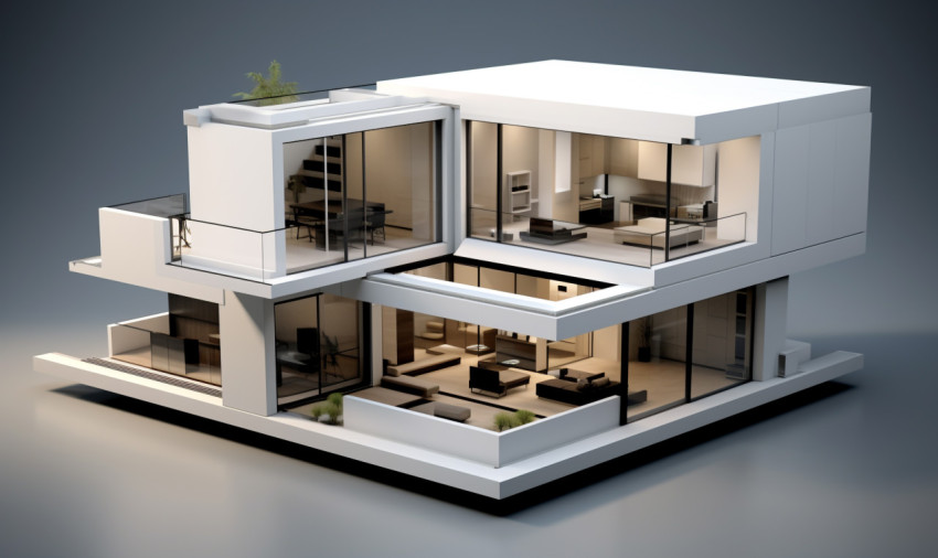 Drawing of a house with plans, architecture stock photo Drawing of a house with plans, architecture stock photo
