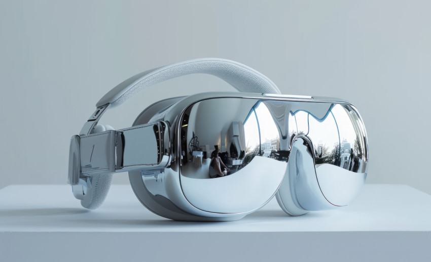 A white VR sitting in a table on white background A white VR sitting in a table on white background