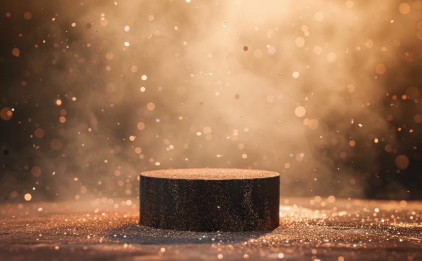 Glitter covered empty pedestal in the background Glitter covered empty pedestal in the background