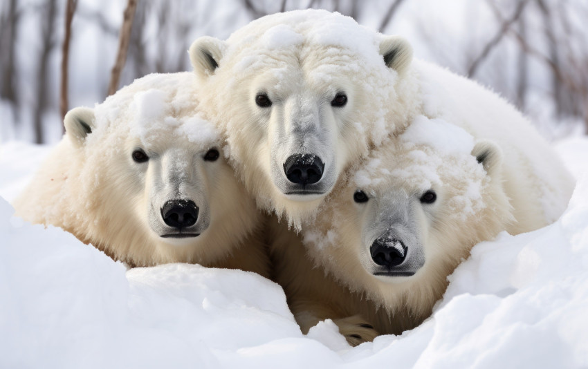 Three female polar bears sitting gracefully in the snow Three female polar bears sitting gracefully in the snow