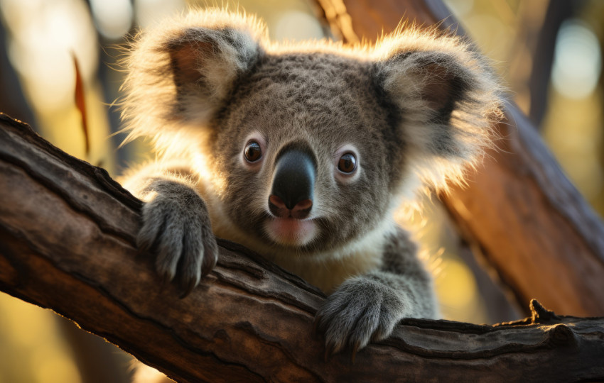 Adorable koala bear on a tree branch Adorable koala bear on a tree branch