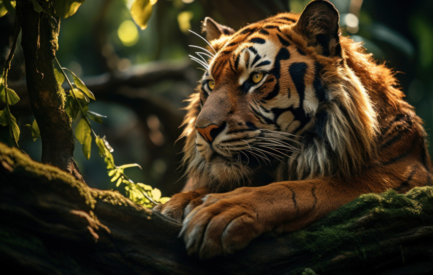 Majestic tiger resting peacefully in the jungle Majestic tiger resting peacefully in the jungle