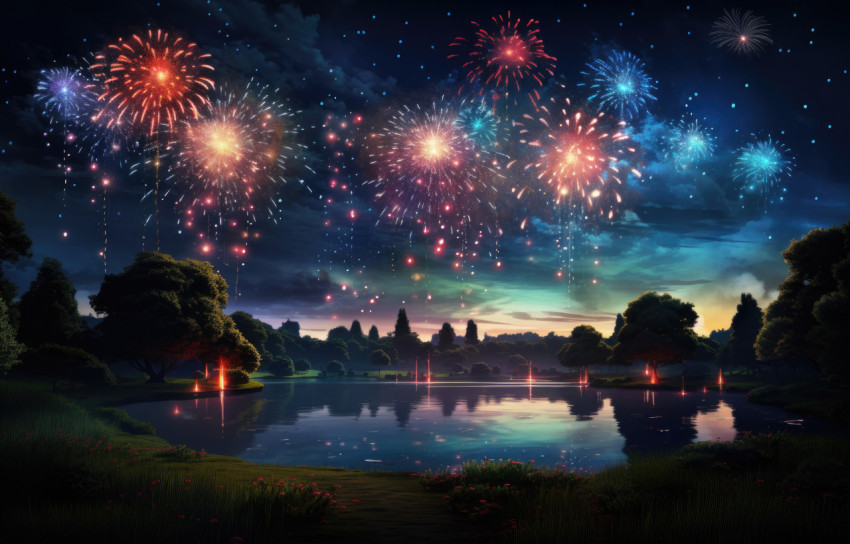 Fireworks bursting in the night sky Fireworks bursting in the night sky