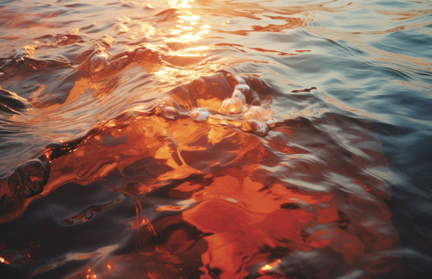 Beautiful waves running through water at sunset create a mesmerizing scene of nature beauty and tranquility Beautiful waves running through water at sunset create a mesmerizing scene of nature beauty and tranquility