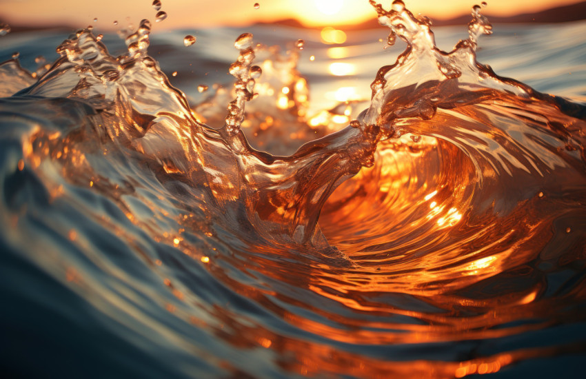 The beauty of a sunset captured in water wave reflections The beauty of a sunset captured in water wave reflections