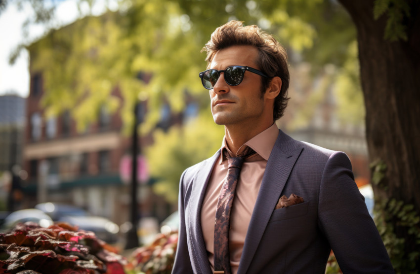 Handsome businessman in business suit outdoors confidence and professionalism Handsome businessman in business suit outdoors confidence and professionalism