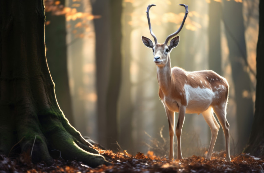 Majestic gazelle standing in the forest setting Majestic gazelle standing in the forest setting