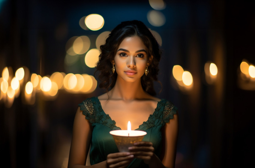 Diwali Celebration with Young Indian Woman Diwali Celebration with Young Indian Woman
