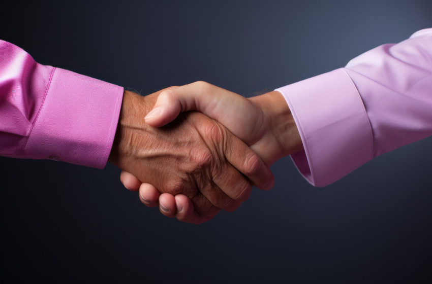 Confident senior man extending a handshake in a studio Confident senior man extending a handshake in a studio