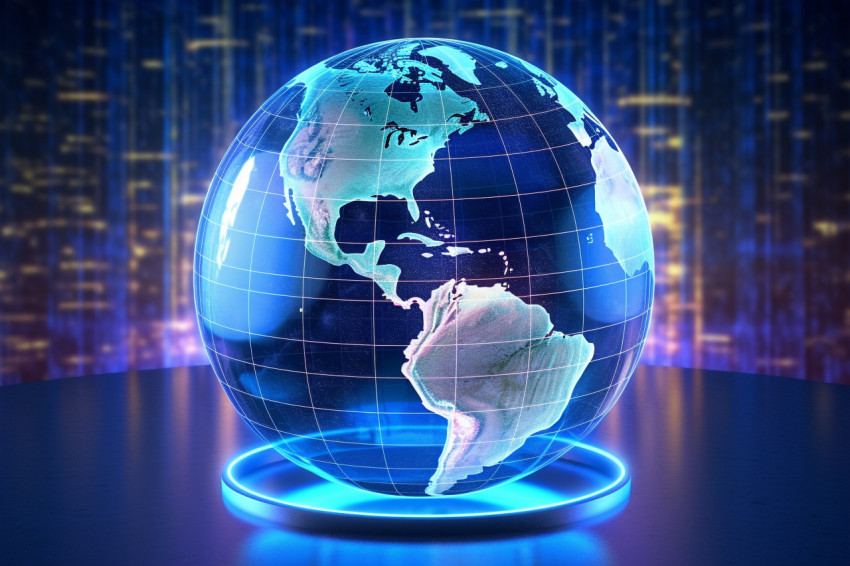 A photo of a digital technology hologram of a globe or map graph background Get unlimited access to a library of free ai prompts and ai images to help you generate creative ideas.