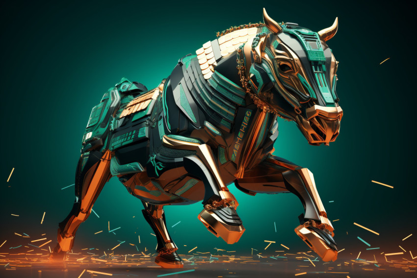 A photo of a digital finance bull, corporate photography Get unlimited access to a library of free ai prompts and ai images to help you generate creative ideas.