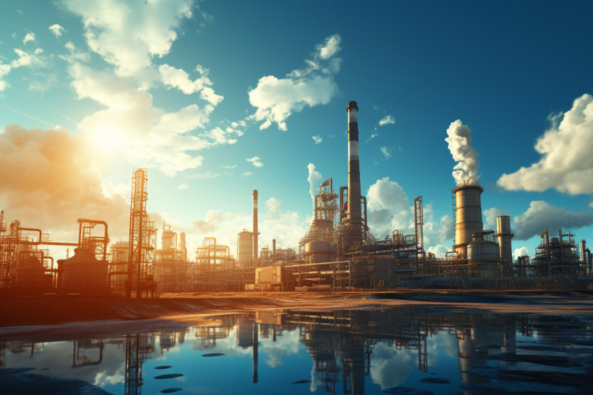 An industrial plant is shown in the background, industrial, manu Get unlimited access to a library of free ai prompts and ai images to help you generate creative ideas.